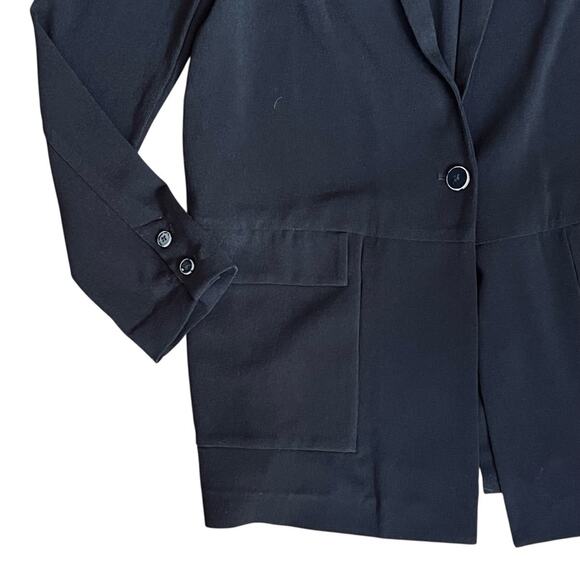 Anthropologie Cartonnier Women’s Sz M Black Crepe Blazer Single Button Beatrice - Picture 5 of 12